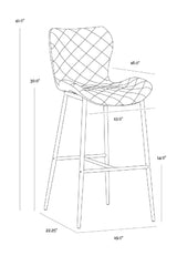 Diamond-Stitched Leather Look Bar Stools (2) by Splendido Lyla Barstool, alternate view 8