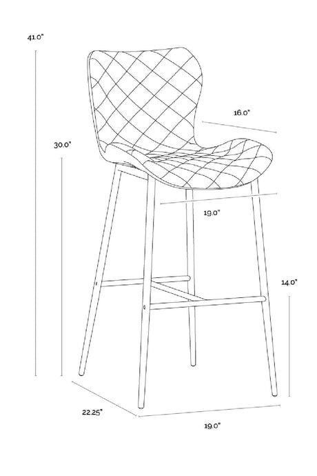 Diamond-Stitched Leather Look Bar Stools (2) by Splendido Lyla Barstool, alternate view 8