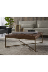 Brown Leather Button-Tufted Ottoman by Splendido Endall, alternate view 4