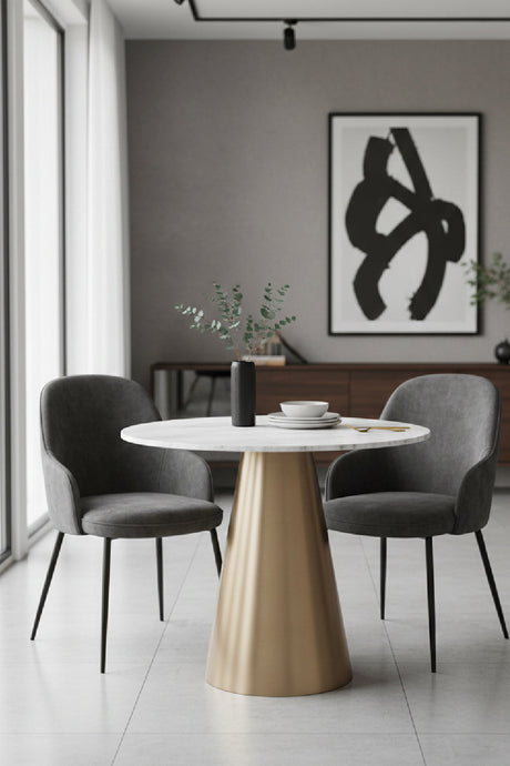 Carrara Marble Round Bistro Table by Splendido Damon Dining Table, alternate view 2