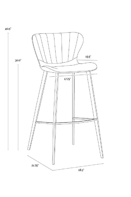 Clamshell Style Tufted Bar Stool by Splendido Arabella Barstool, alternate view 10