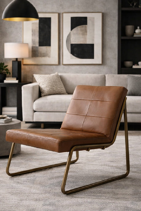 Brown Leather Lounge Chair by Splendido Anton Accent Chair, alternate view 2