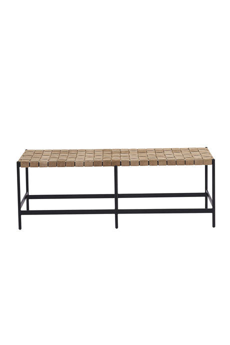 Hand-Woven Leather Bench by Splendido Omari, alternate view 3