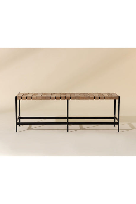 Hand-Woven Leather Bench by Splendido Omari, alternate view 7