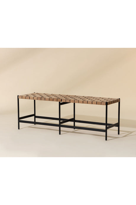 Hand-Woven Leather Bench by Splendido Omari, alternate view 6
