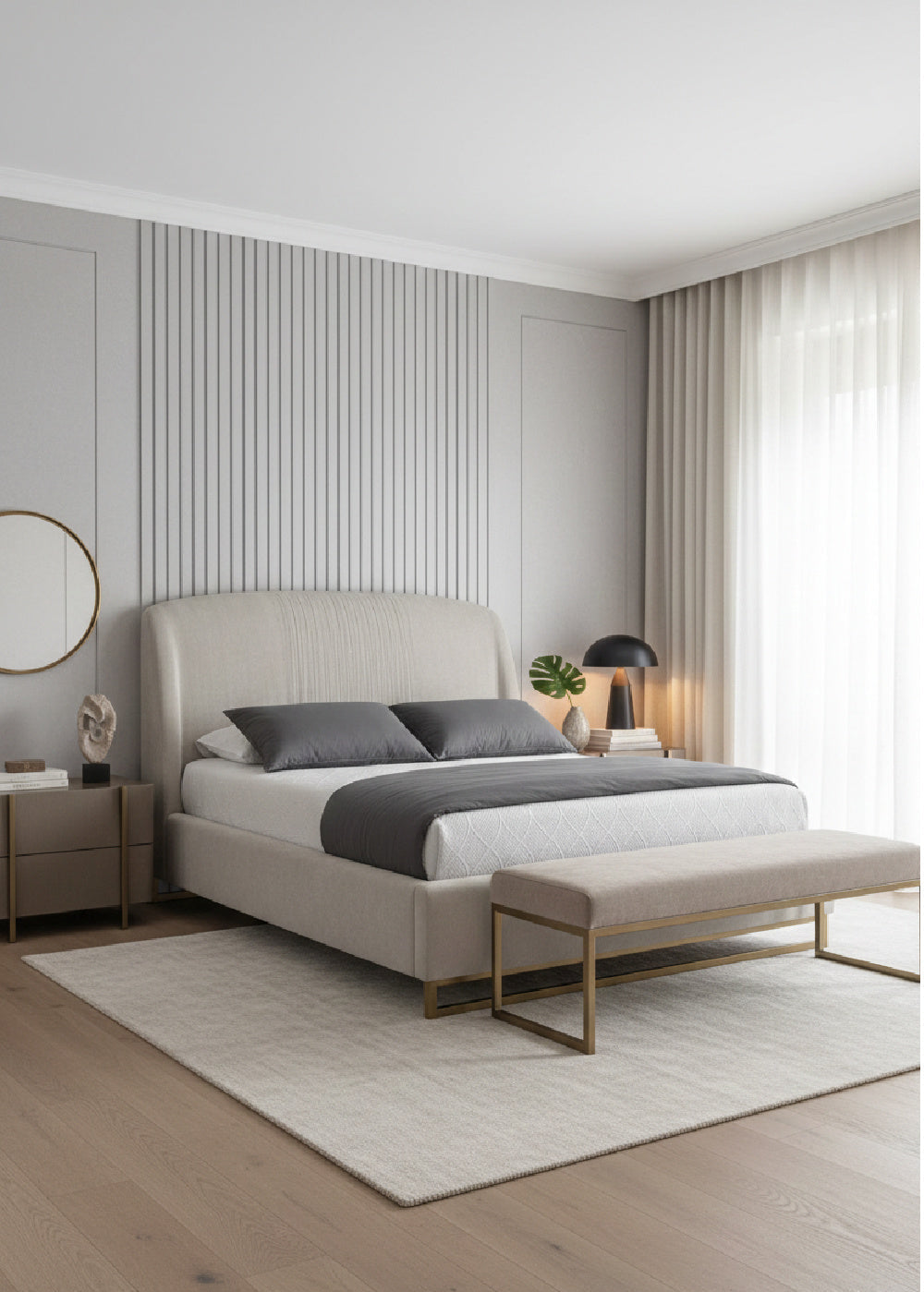Gray Ruched Headboard Bed by Splendido Nevin, alternate view 2