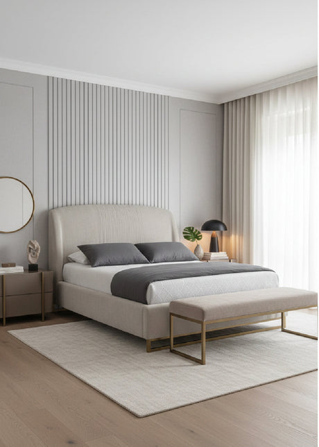 Gray Ruched Headboard Bed by Splendido Nevin, alternate view 2