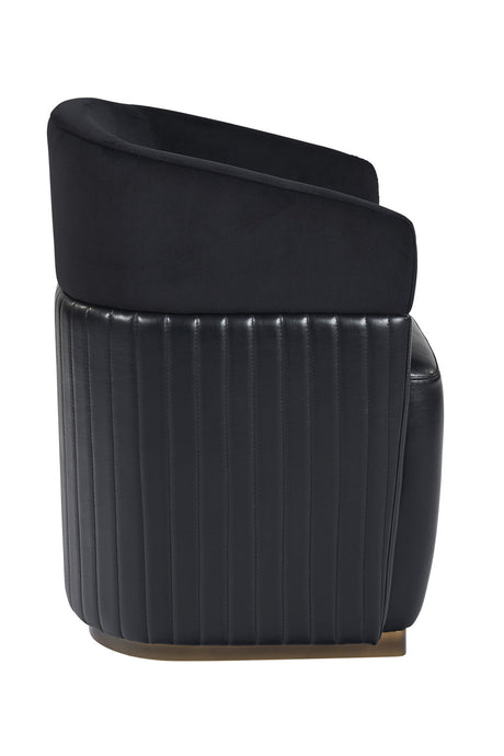 Black Leather Wheeled Lounge Chair by Splendido Genval Accent Chair, alternate view 3
