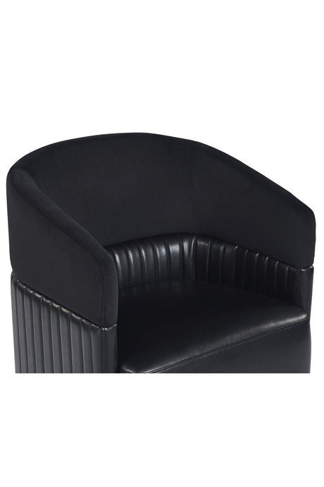Black Leather Wheeled Lounge Chair by Splendido Genval Accent Chair, alternate view 5