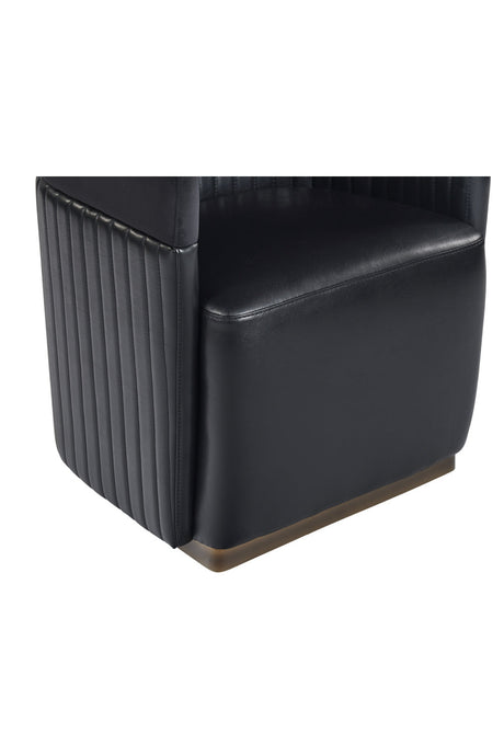 Black Leather Wheeled Lounge Chair by Splendido Genval Accent Chair, alternate view 6