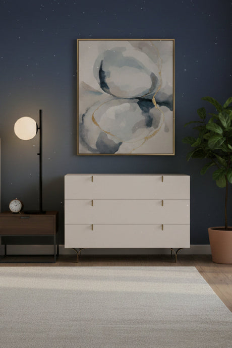 Cream Rubberwood 3-Drawer Dresser by Splendido Celine, alternate view 2