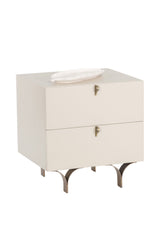 Cream Wood 2-Drawer Nightstand by Splendido Celine, alternate view 3