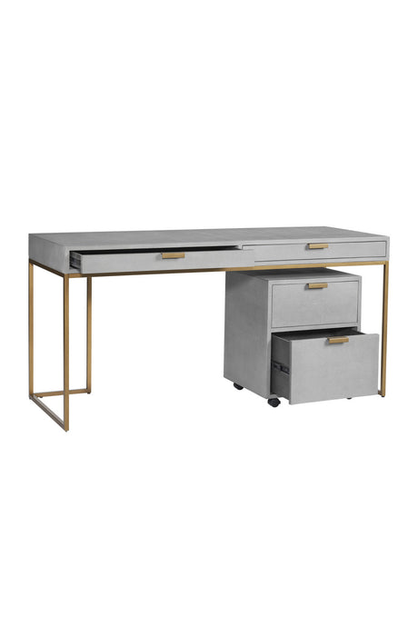 Gray Shagreen 2-Drawer Desk by Splendido Jiro, alternate view 5