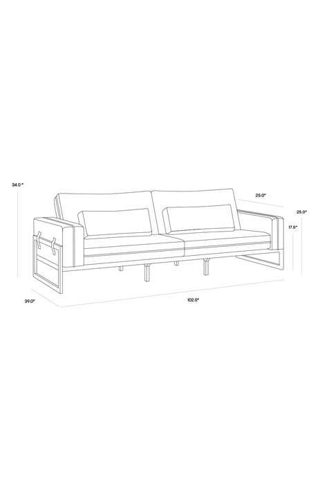 Brown Leather Piped Sofa by Splendido Belinda, alternate view 6