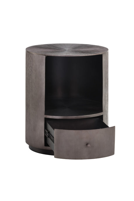 Round Gunmetal 1-Drawer Nightstand by Splendido Siena, alternate view 4