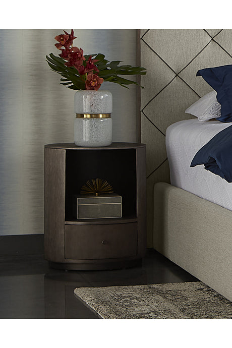 Round Gunmetal 1-Drawer Nightstand by Splendido Siena, alternate view 8