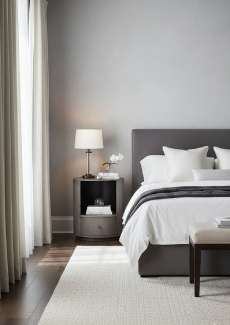 Round Gunmetal 1-Drawer Nightstand by Splendido Siena, alternate view 2