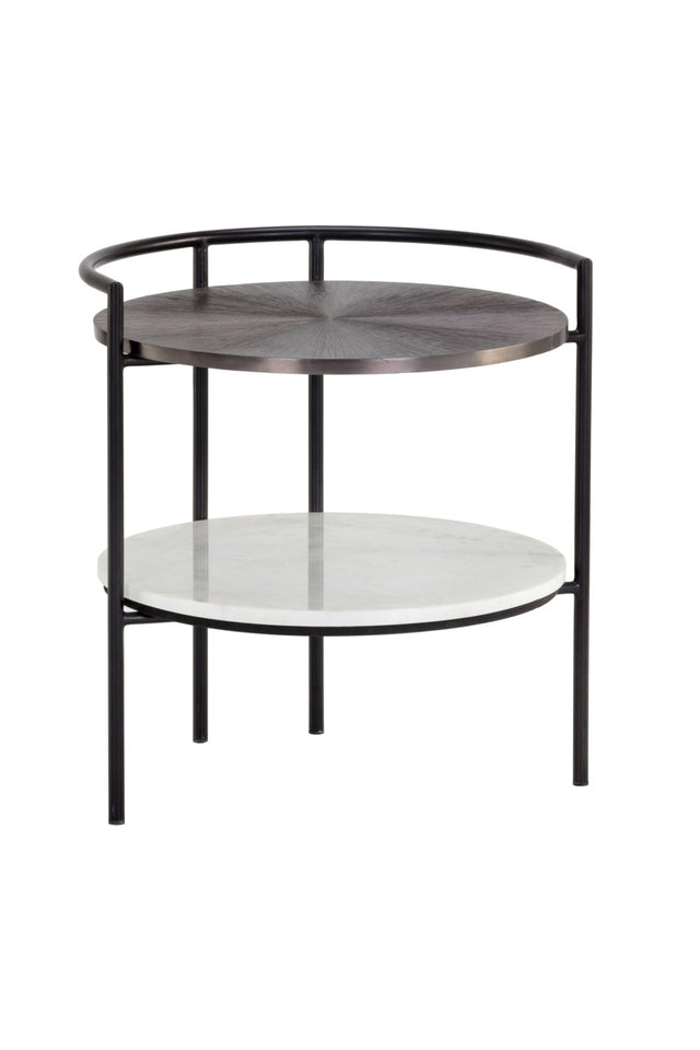 Round Gunmetal & Marble Nightstand by Splendido Brighton