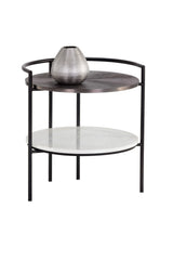 Round Gunmetal & Marble Nightstand by Splendido Brighton, alternate view 3