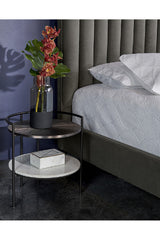 Round Gunmetal & Marble Nightstand by Splendido Brighton, alternate view 5