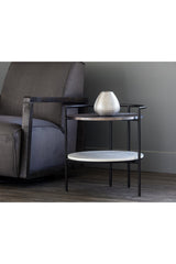 Round Gunmetal & Marble Nightstand by Splendido Brighton, alternate view 7