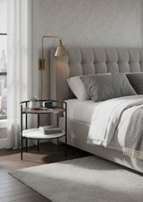 Round Gunmetal & Marble Nightstand by Splendido Brighton, alternate view 2