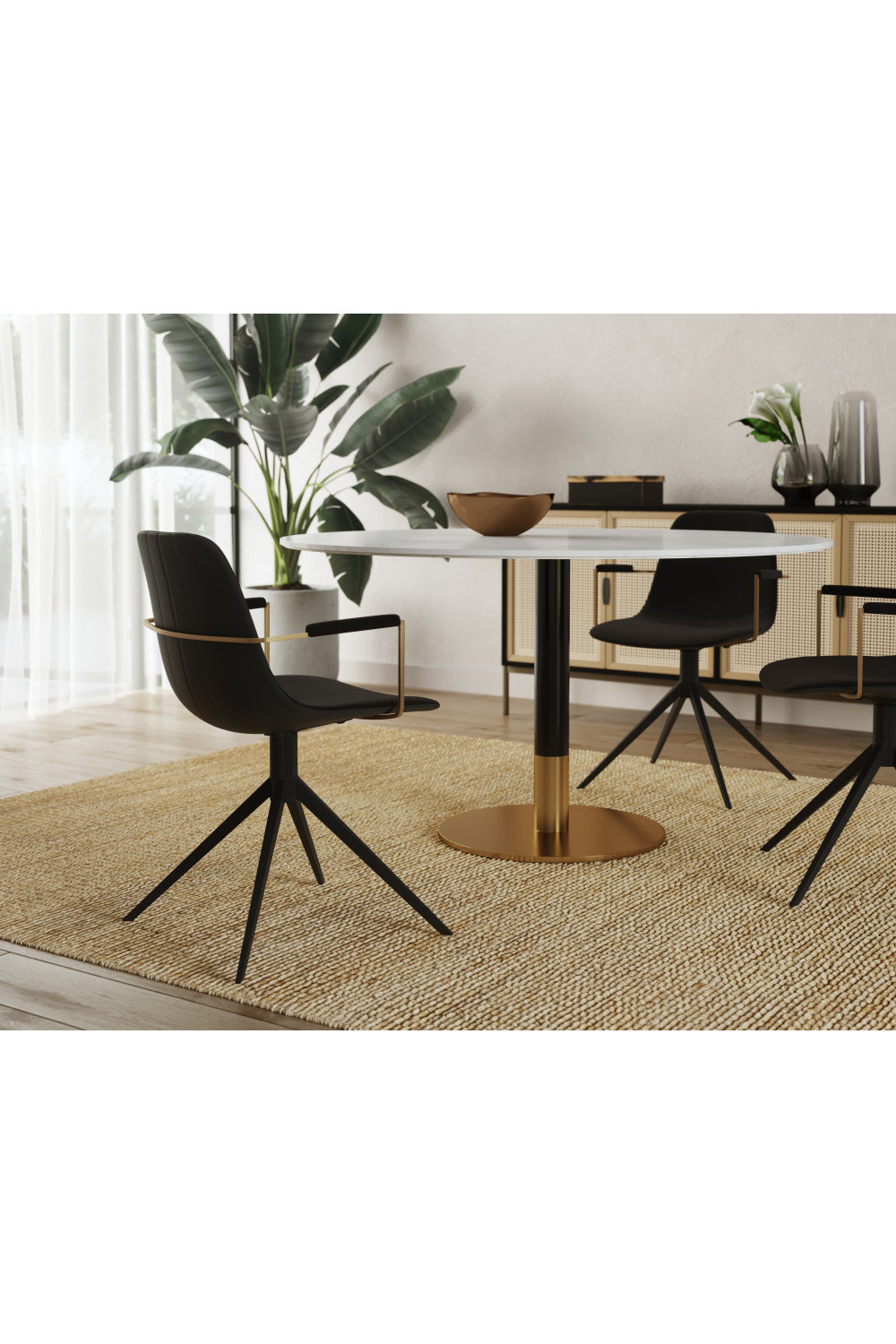 Black Leather Swivel Dining Chair by Splendido Cassius, alternate view 10