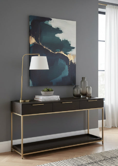 Gray Oak 3-Drawer Console Table by Splendido Rebel, alternate view 2