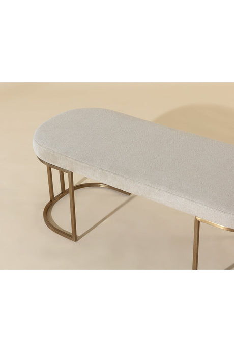 Oval Cream Fabric Bench by Splendido Rayla, alternate view 6