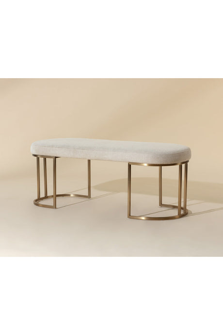 Oval Cream Fabric Bench by Splendido Rayla, alternate view 7