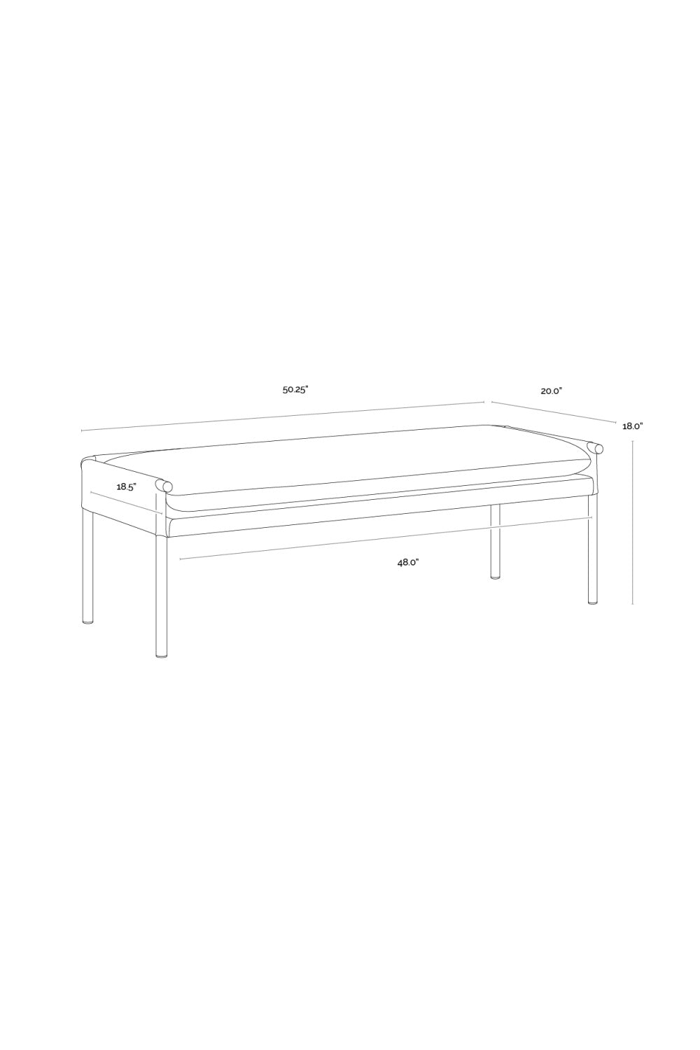 Brass Frame Modern Bench by Splendido Bellevue, alternate view 28