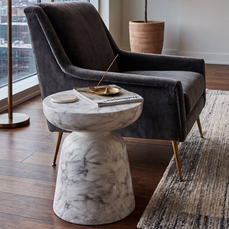 Marble-Look Indoor/Outdoor End Table by Splendido Lucida Side Table, alternate view 2
