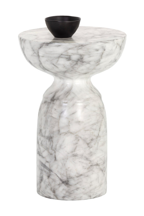 Round Marble-Look Indoor/Outdoor End Table by Splendido Goya Side Table, alternate view 3