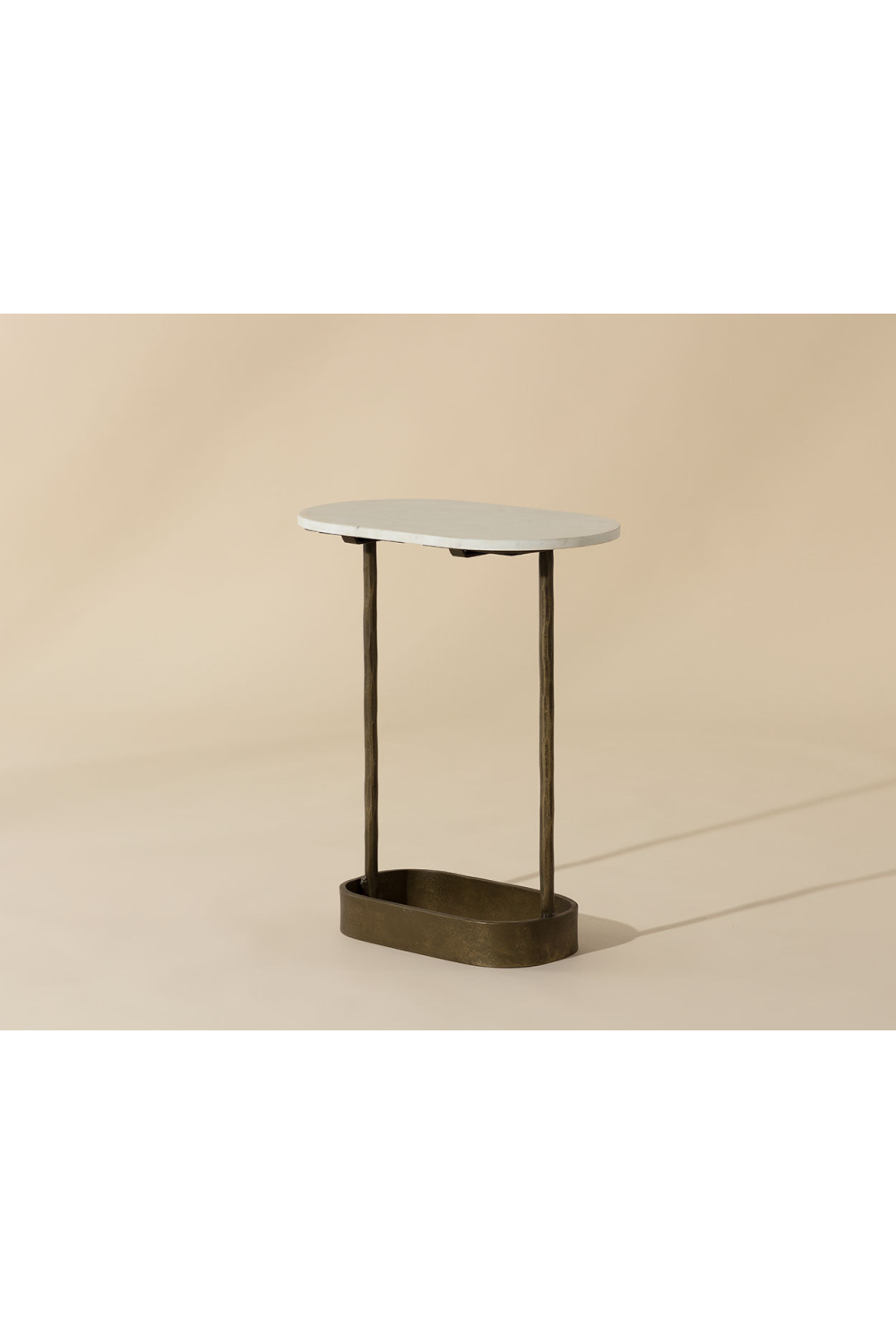 Oval White Marble End Table by Splendido Eden Side Table, alternate view 6