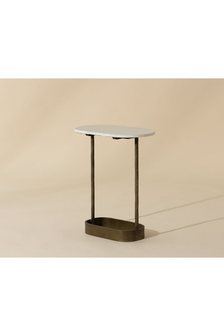 Oval White Marble End Table by Splendido Eden Side Table, alternate view 6