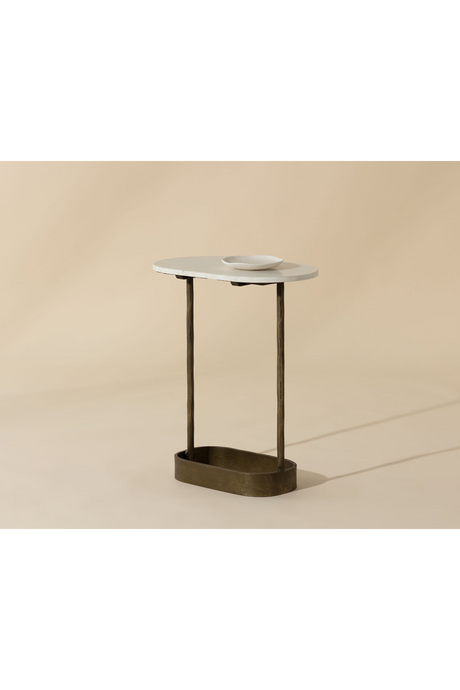 Oval White Marble End Table by Splendido Eden Side Table, alternate view 7