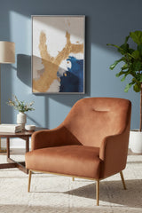 Orange Velvet Look Lounge Chair by Splendido Cameron Accent Chair, alternate view 2