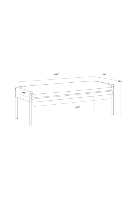 Brass Frame Modern Bench by Splendido Bellevue, alternate view 16
