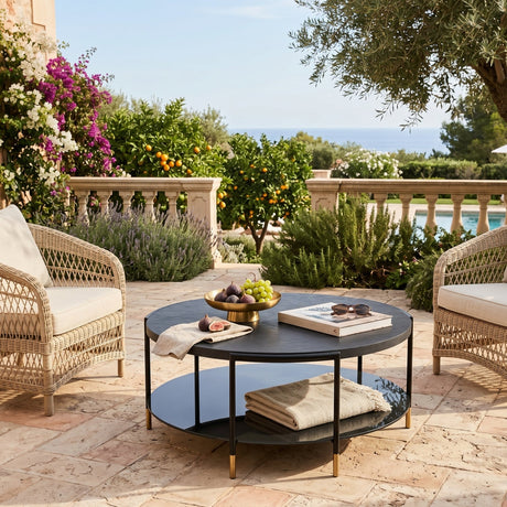 Black Round Indoor/Outdoor Coffee Table by Splendido Zuma, alternate view 2