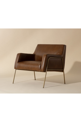 Vintage Brown Leather Lounge Chair by Splendido Cybil Accent Chair, alternate view 10