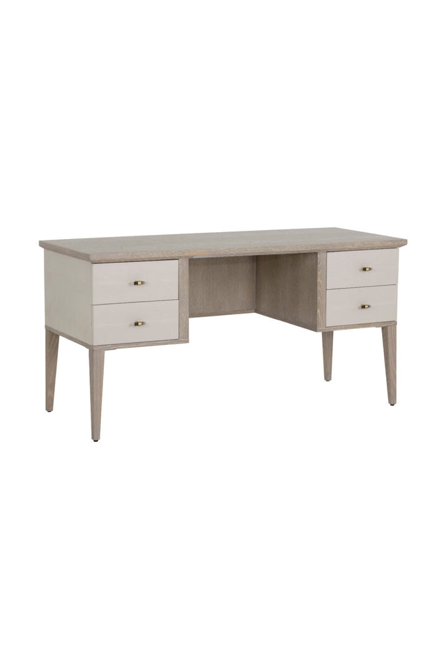 Cream Shagreen 4-Drawer Desk by Splendido Pattinson