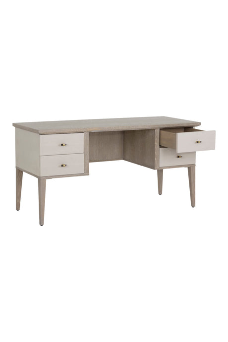 Cream Shagreen 4-Drawer Desk by Splendido Pattinson, alternate view 3
