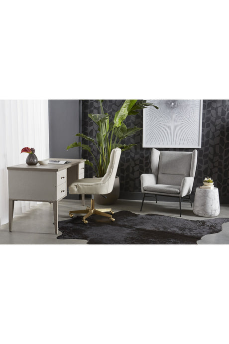 Cream Shagreen 4-Drawer Desk by Splendido Pattinson, alternate view 8