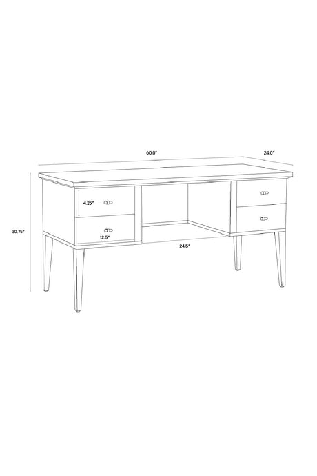 Cream Shagreen 4-Drawer Desk by Splendido Pattinson, alternate view 9