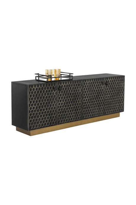 Black Iron Honeycomb Pattern Sideboard by Splendido Hive, alternate view 12