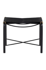 Black Leather Cord Stool by Splendido Riz Accent Stool