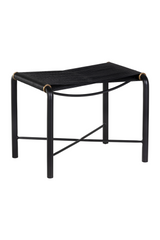 Black Leather Cord Stool by Splendido Riz Accent Stool, alternate view 3