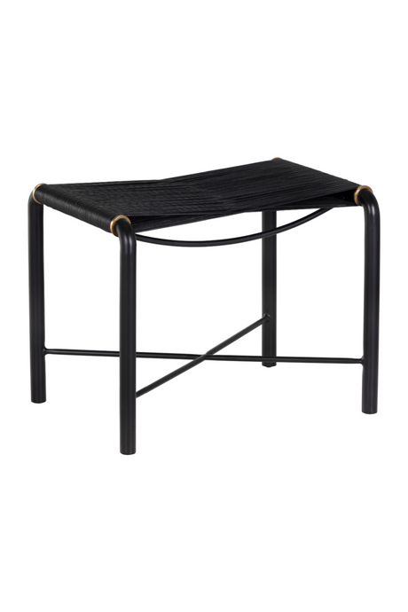 Black Leather Cord Stool by Splendido Riz Accent Stool, alternate view 3