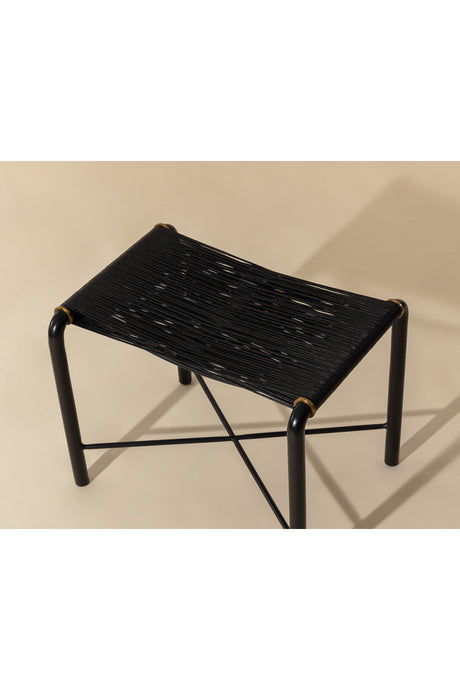 Black Leather Cord Stool by Splendido Riz Accent Stool, alternate view 9
