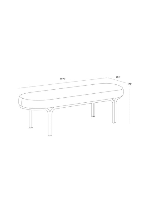 Oval Upholstered Bench by Splendido Gwen, alternate view 12